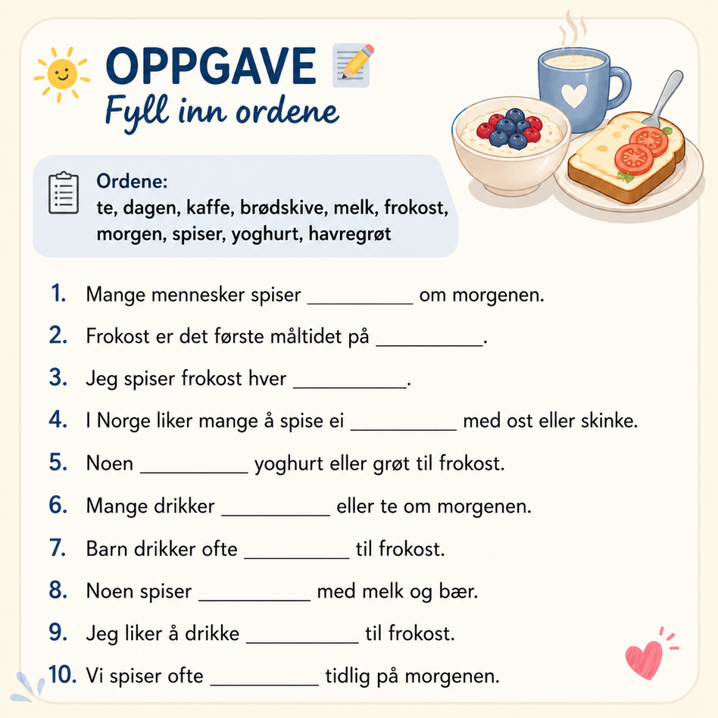 Oppgave - Fyll inn ordene